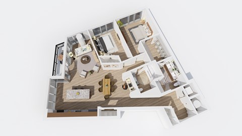 Floor plan for 2 beds, 2 baths, 1174 sqft